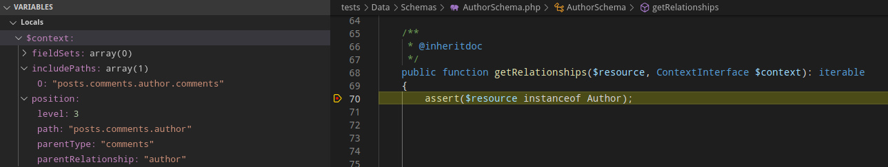 How context look in a debugger